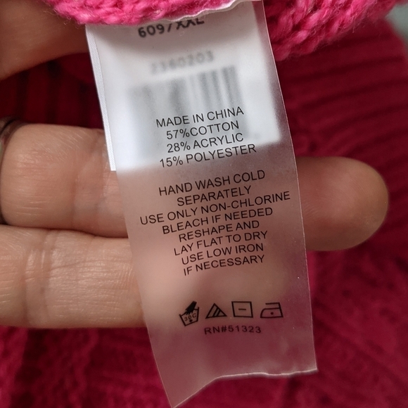 RILEY & Rae Bright Pink Cable Knit Tunic Sweater XXL Barbiecore Spring  Plus - Picture 8 of 11